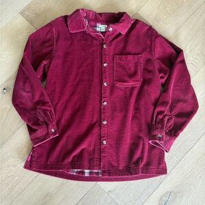 L.L. Bean Red/Pink Corduroy Shirt/shacket with Plaid Lining